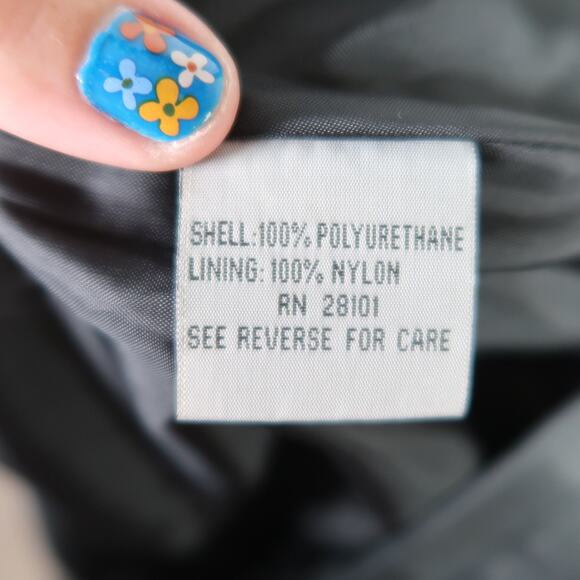 Vintage 90s Rave black faux leather tie front blazer jacket M - Picture 7 of 7